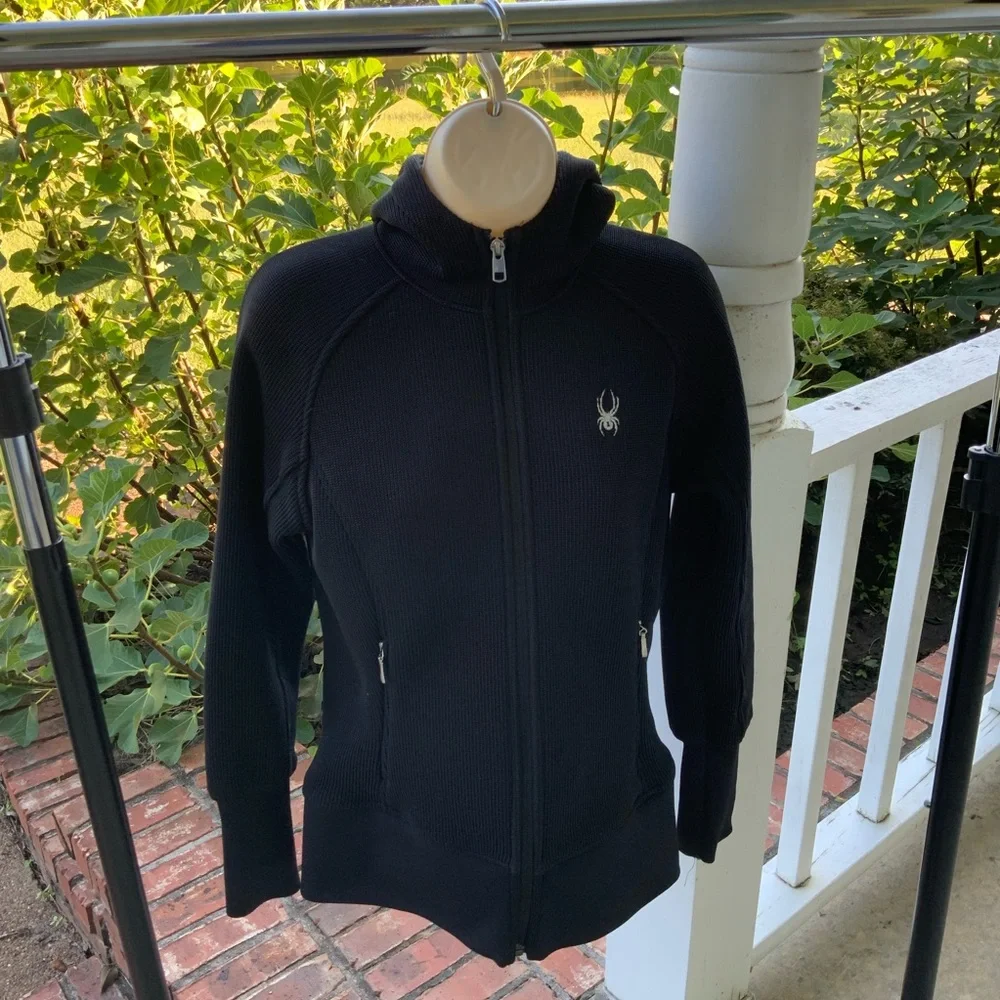 EUC Spyder Waffle Knit Full Zip Hooded Womens Jacket EUC Sz M - Picture 11 of 11